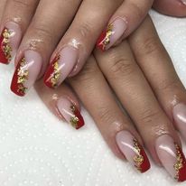 Nails - Red & Gold Shimmer